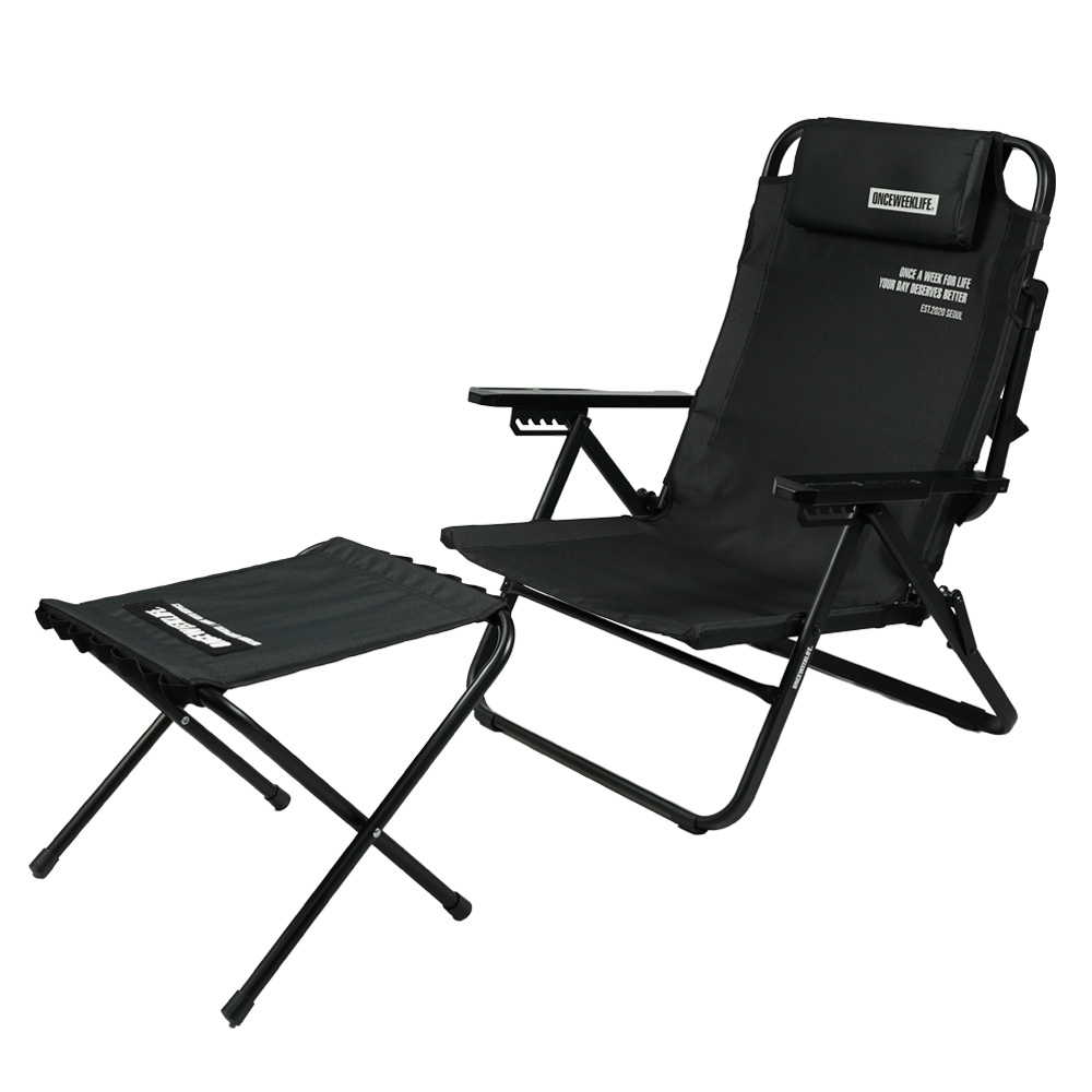 원스위크라이프 캠핑 접이식 폴딩 풀 리클라이너 침대 베드 체어 블랙