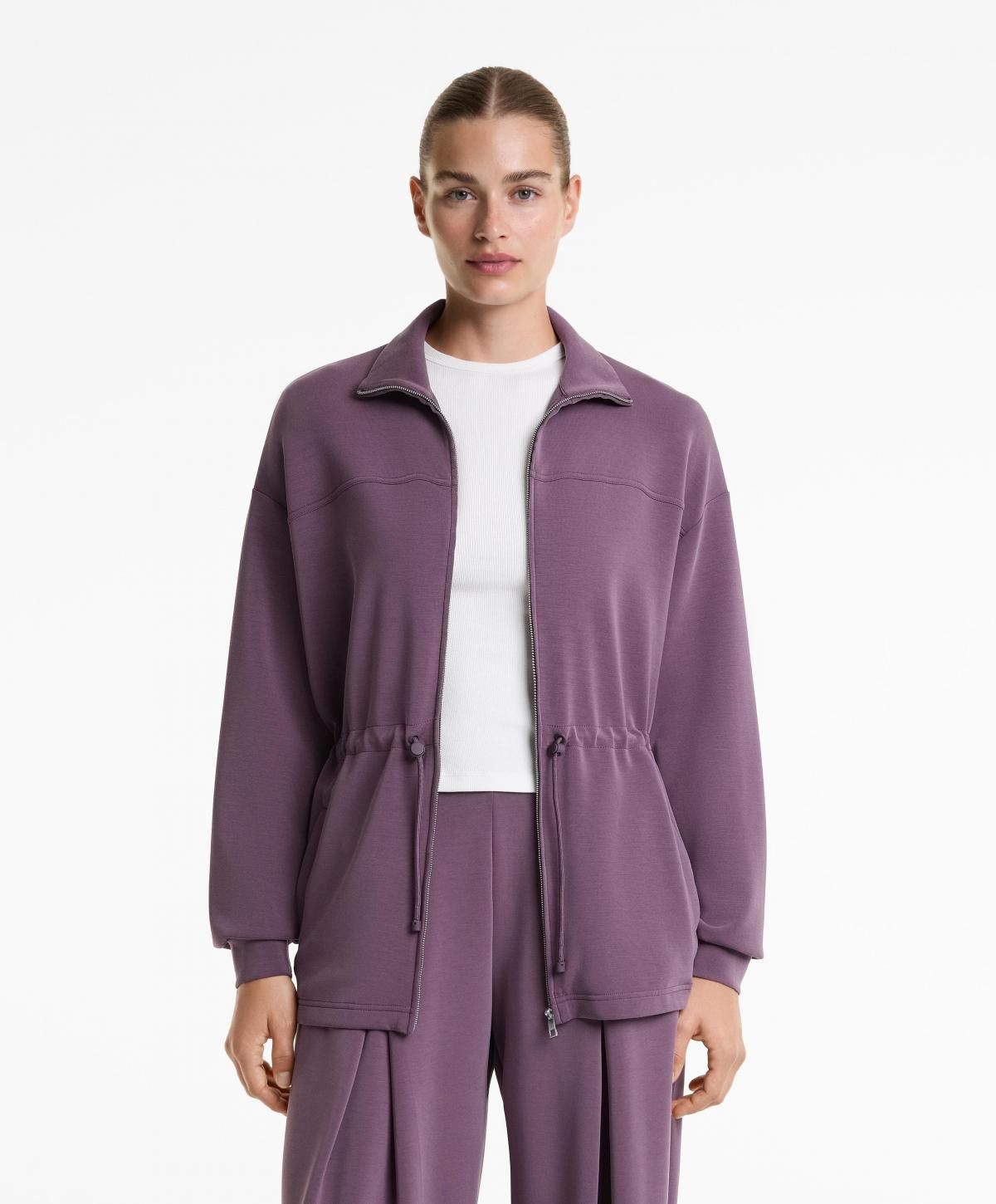 오이쇼 모달 소프트 하이넥 롱 집업 재킷 4913/791 LILAC - 상세 이미지 2