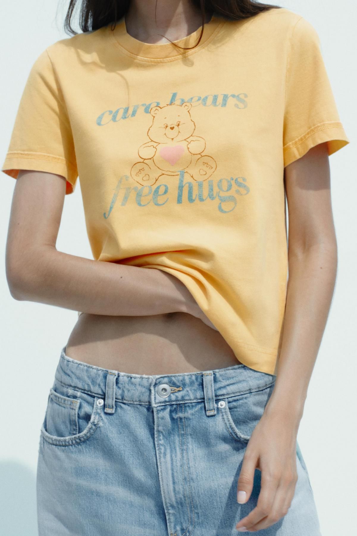 자라 케어 베어스 프린트 워시드 반팔 티셔츠 6050/001 YELLOW - 상세 이미지 3