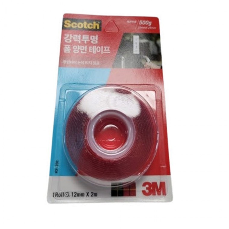 3M 3120C 강력 투명 폼 양면테이프 12mm x 2M 사무용양면테이프 투명양면테이프 강력앙면테이프 - 메인 이미지