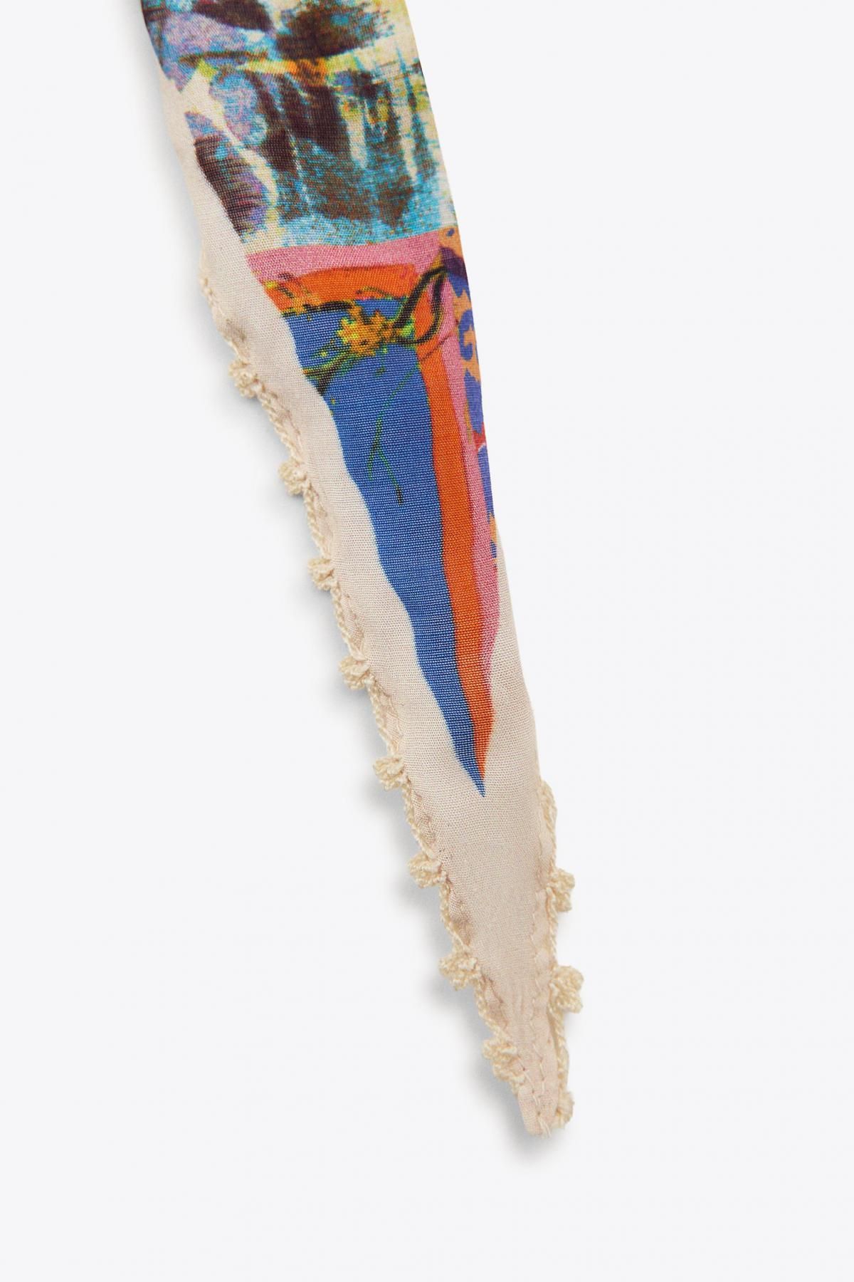 자라 멀티컬러 레이스 프린트 스카프 3739/200 BLUE - 상세 이미지 2