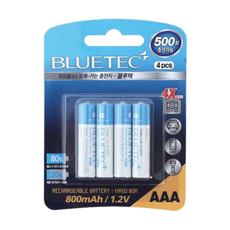 AAA 충전지 HR03 80R 4P 충전식 건전지 카메라 리모컨 다용도 배터리 전지충전