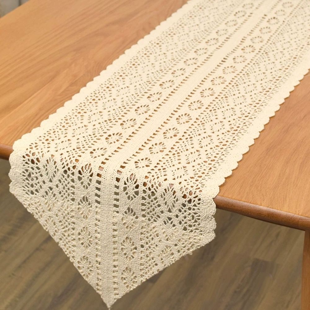 식탁러너 테이블러너 뜨개 여름식탁보 식 A. 베이지색 날카로운 모서리, A. 25100cm - 상품 이미지