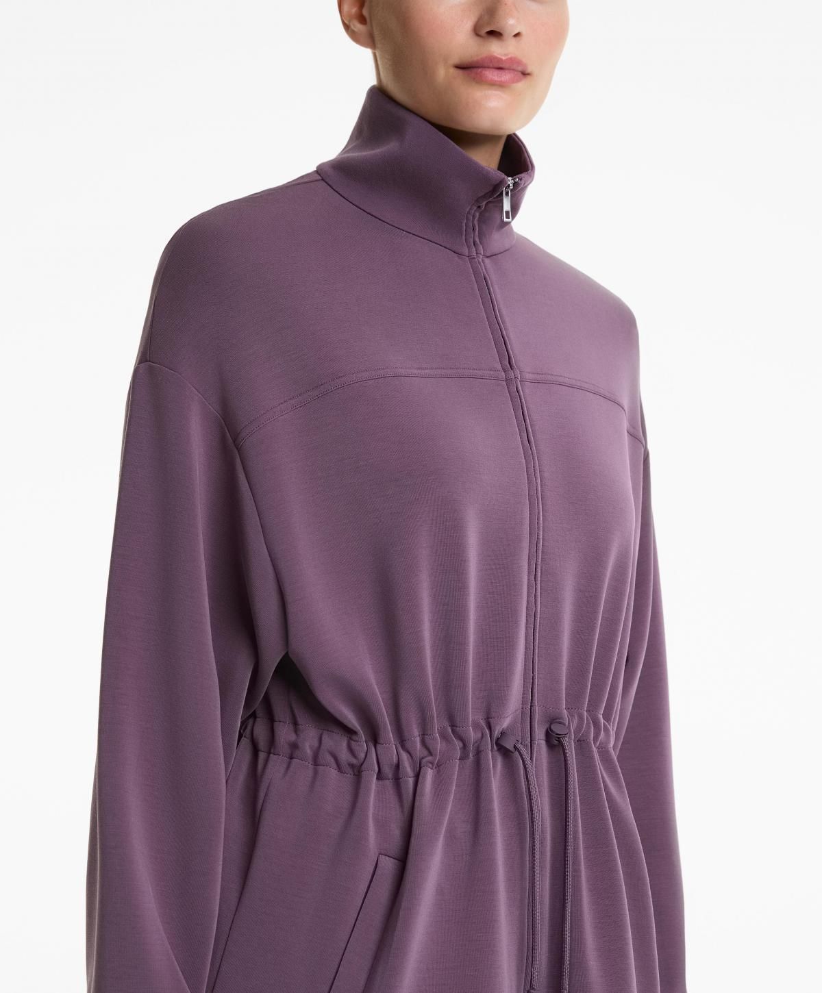 오이쇼 모달 소프트 하이넥 롱 집업 재킷 4913/791 LILAC - 상세 이미지 5