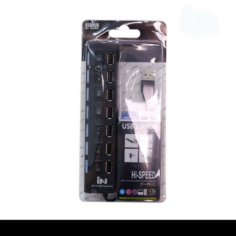 USB 2.0 7포트 허브 블랙 IN-U7BKA PC 컴퓨터 멀티 - 메인 이미지