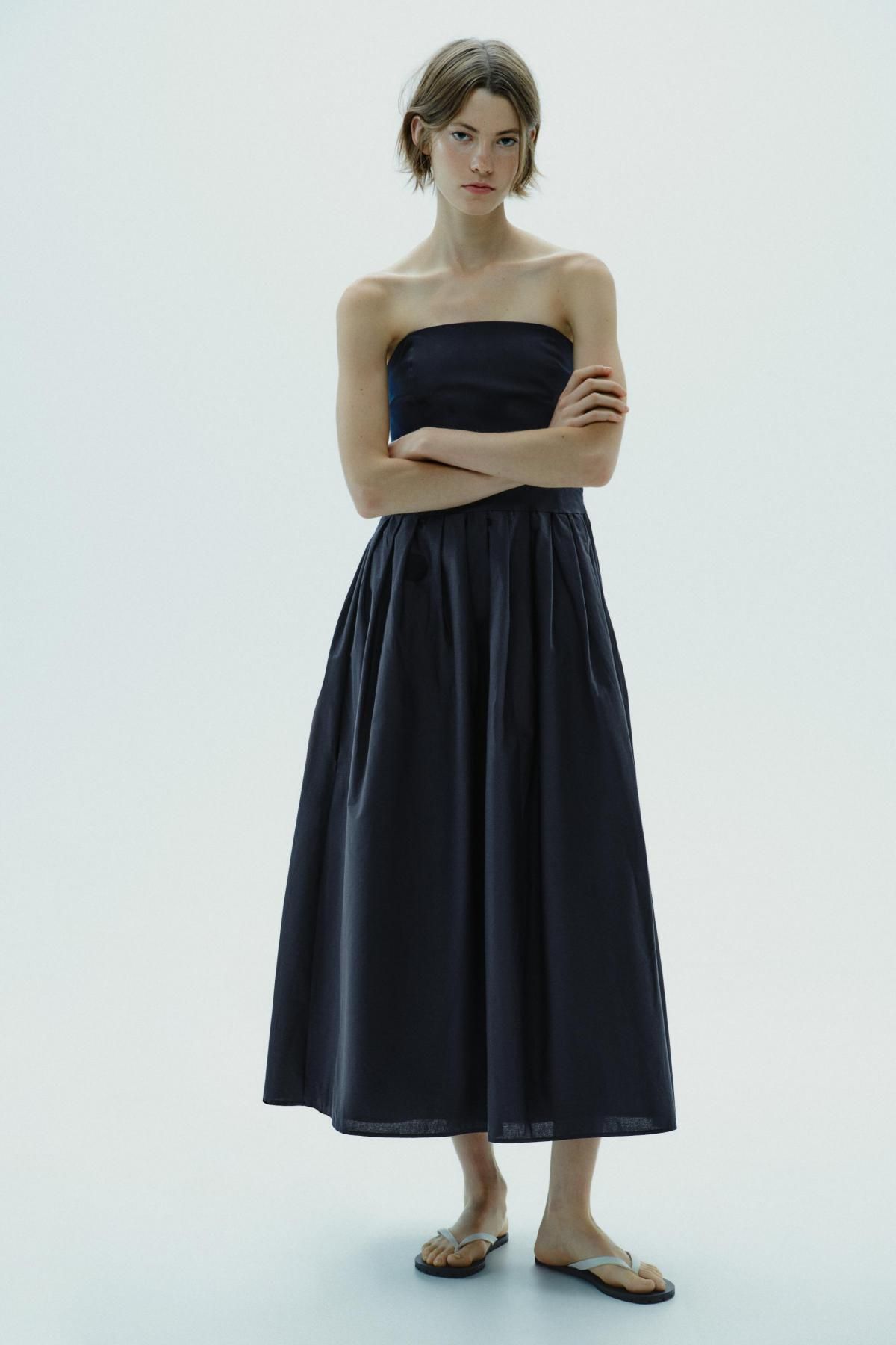 자라 포플린 오프숄더 스트랩리스 원피스 4661/219 NAVY BLUE - 상세 이미지 2
