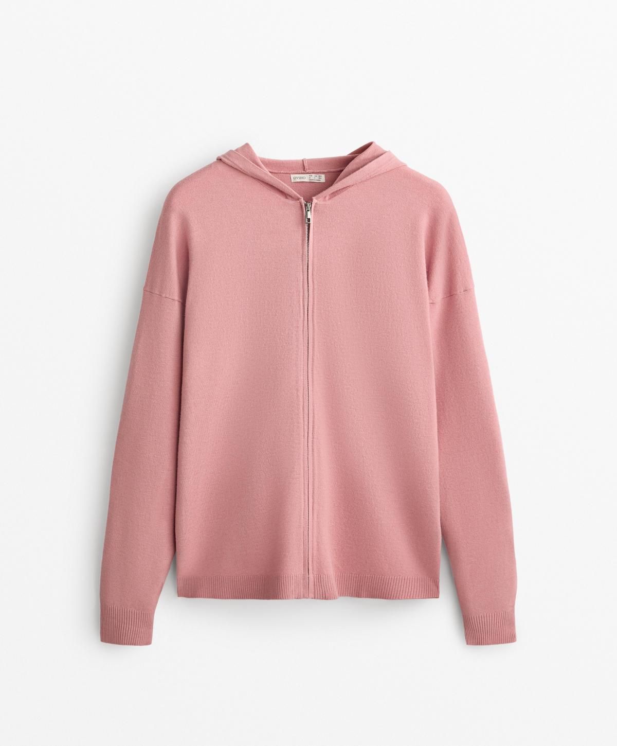 오이쇼 소프트 니트 후드 집업 롱 재킷 3880/120 WASHEDROSE - 메인 이미지