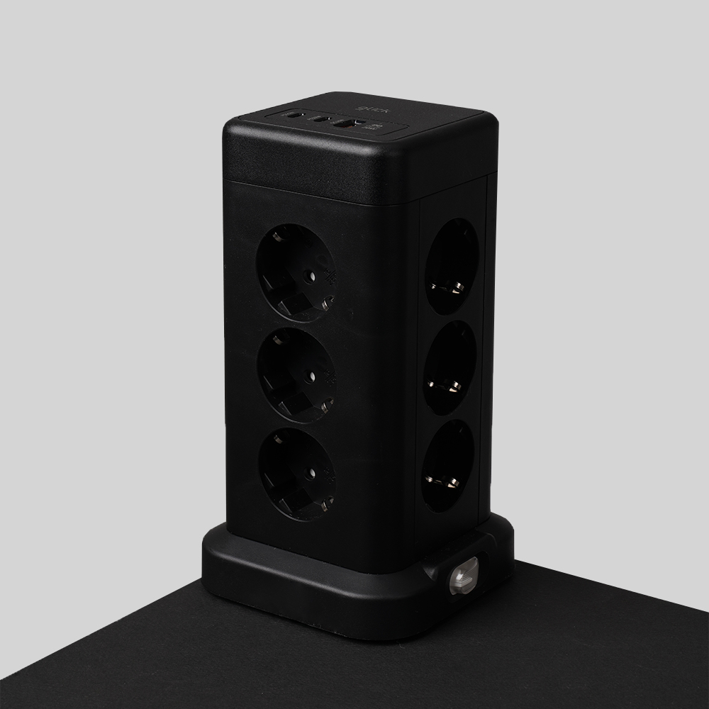 지클릭커 타워 12구 고용량 4000W USB 출력 멀티탭 NP712PD 블랙 - 상품 이미지