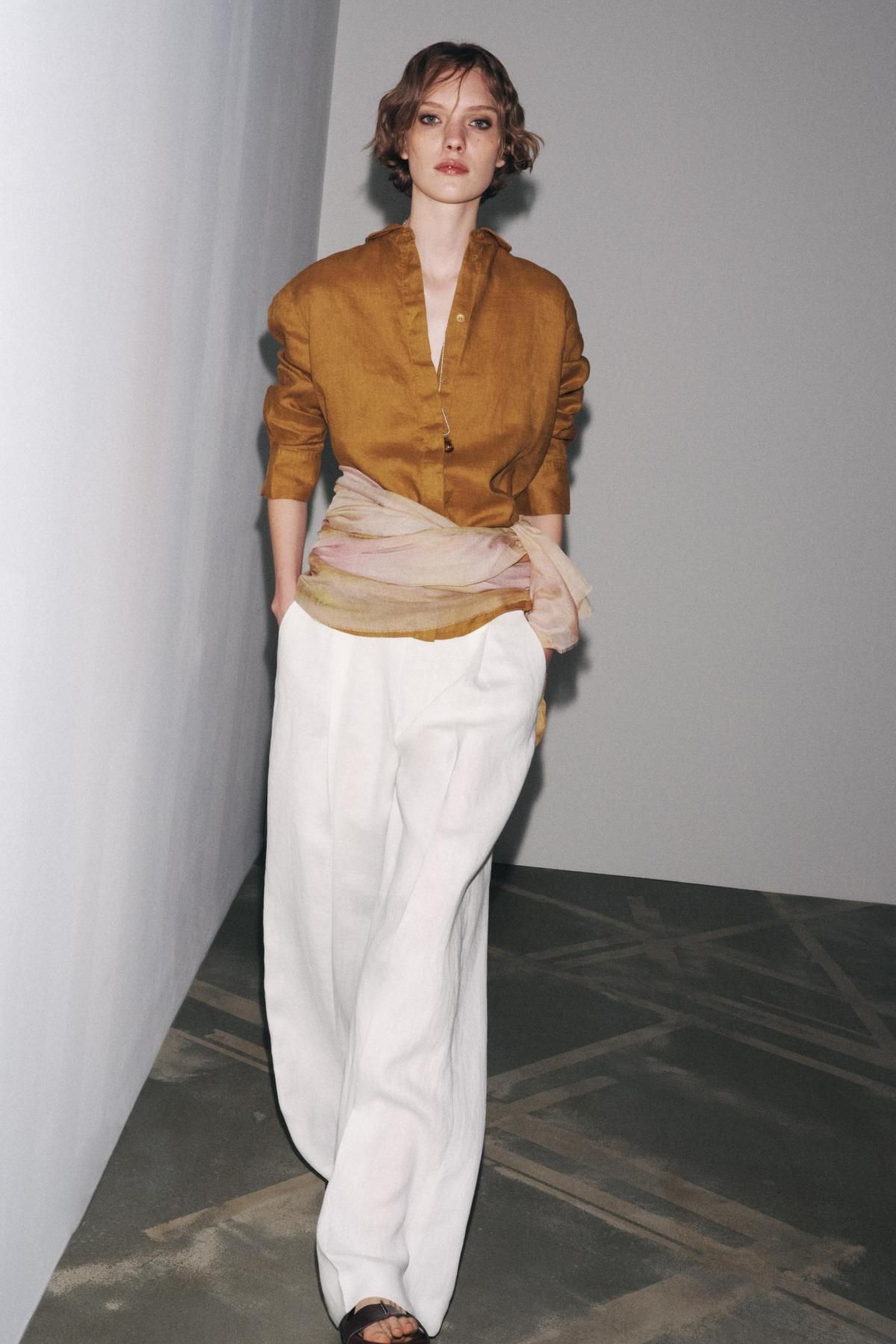 자라 내추럴 린넨 긴팔 셔츠 5344/241 OCHRE 이미지 7