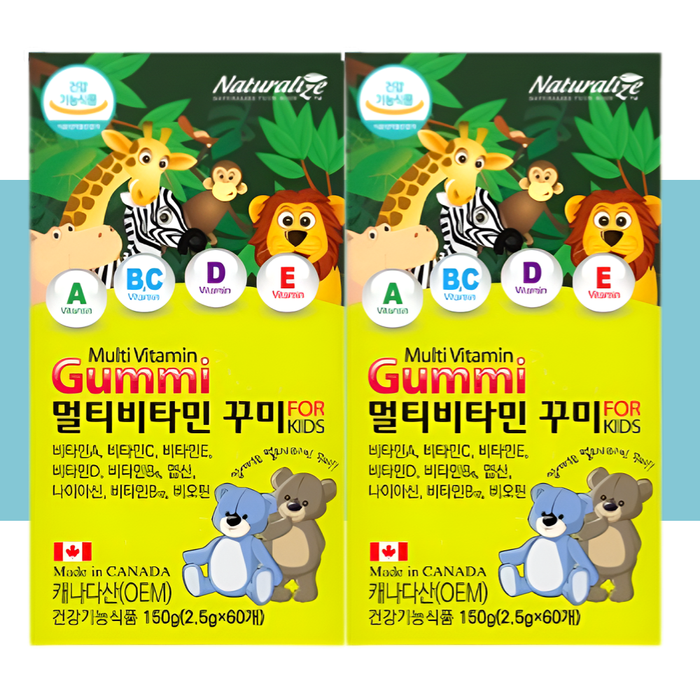 네추럴라이즈 꾸미 멀티비타민 어린이 젤리 사과딸기맛 60구미X2박스