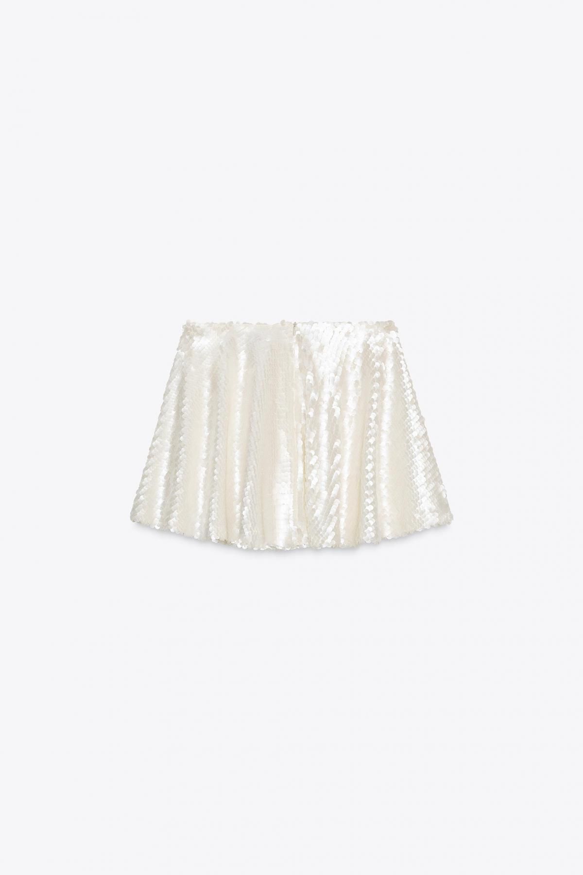 자라 시퀸 플레어 미니 스커트 팬츠 8296/728 PEARL / BEIGE - 상세 이미지 5