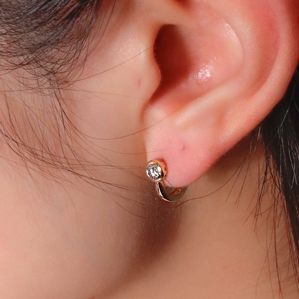 무드 베젤 3.5mm 랩 다이아 모이사나이트 원터치 링 귀걸이 - 상세 이미지 2