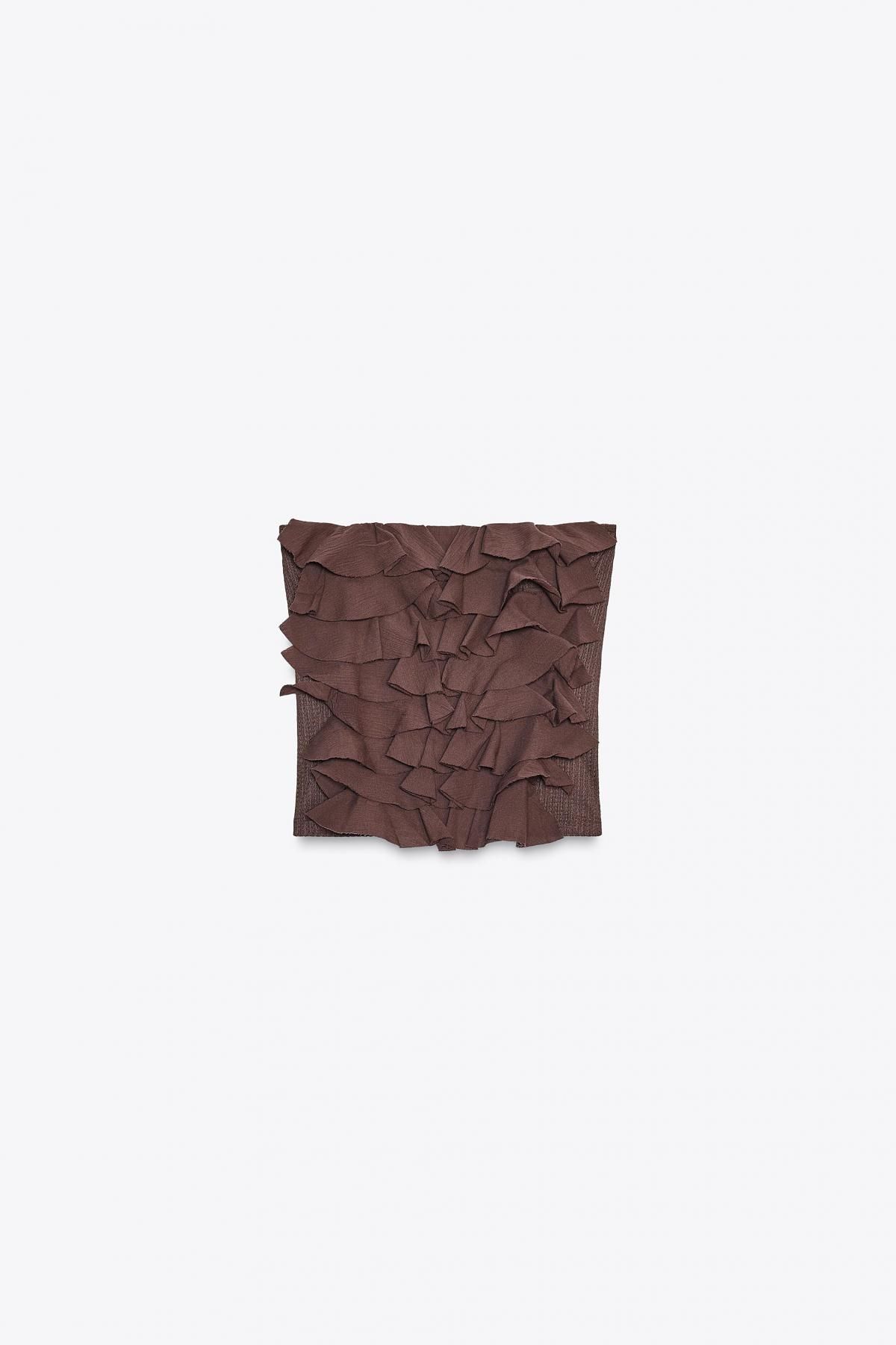자라 로맨틱 러플 스트랩리스 탑 0085/800 CHOCOLATE - 메인 이미지
