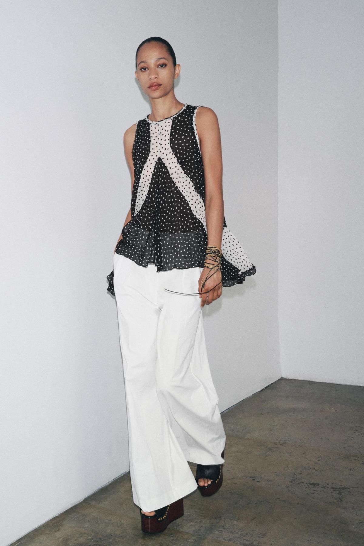 자라 폴카도트 시스루 플리츠 민소매 탑 2183/059 BLACK - 상세 이미지 5
