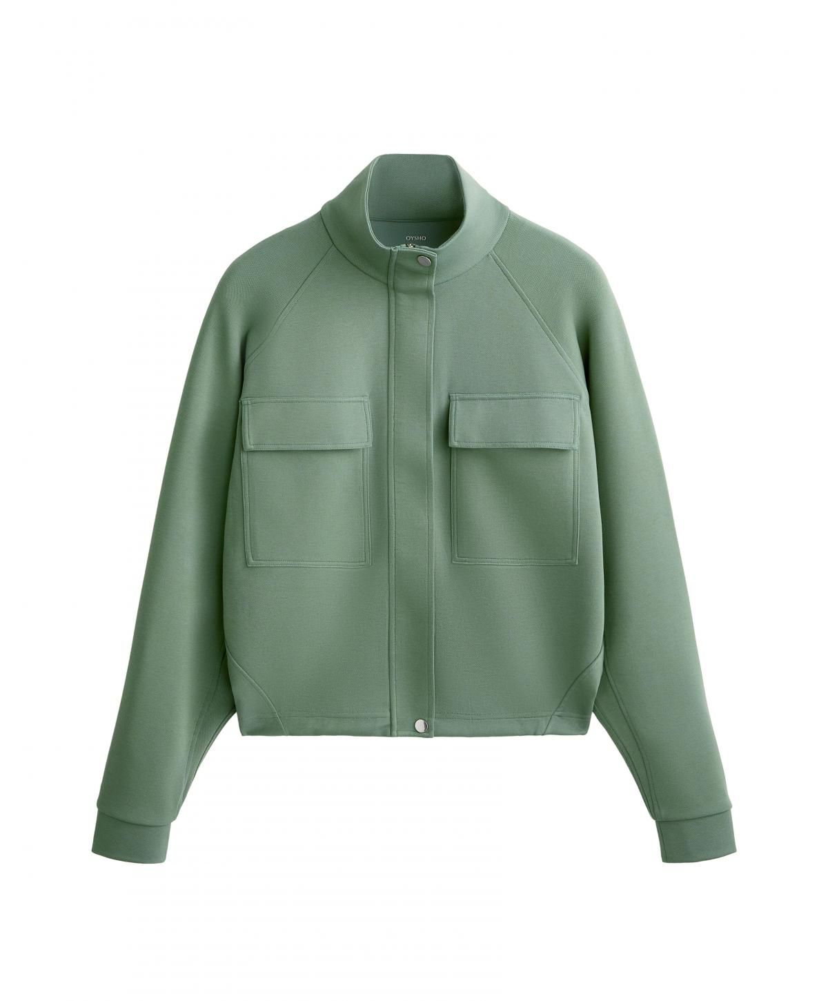 오이쇼 테크니컬 하이넥 피케 코튼 포켓 재킷 3852/732 WASHEDGREEN - 상품 이미지