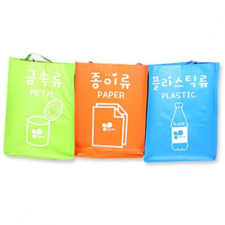 재활용 분리수거함 90x28x40cm 3단 부직포 분리수거통 - 상품 이미지