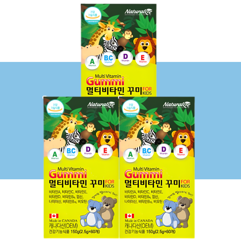 네추럴라이즈 꾸미 멀티비타민 어린이 젤리 사과딸기맛 60구미X3박스