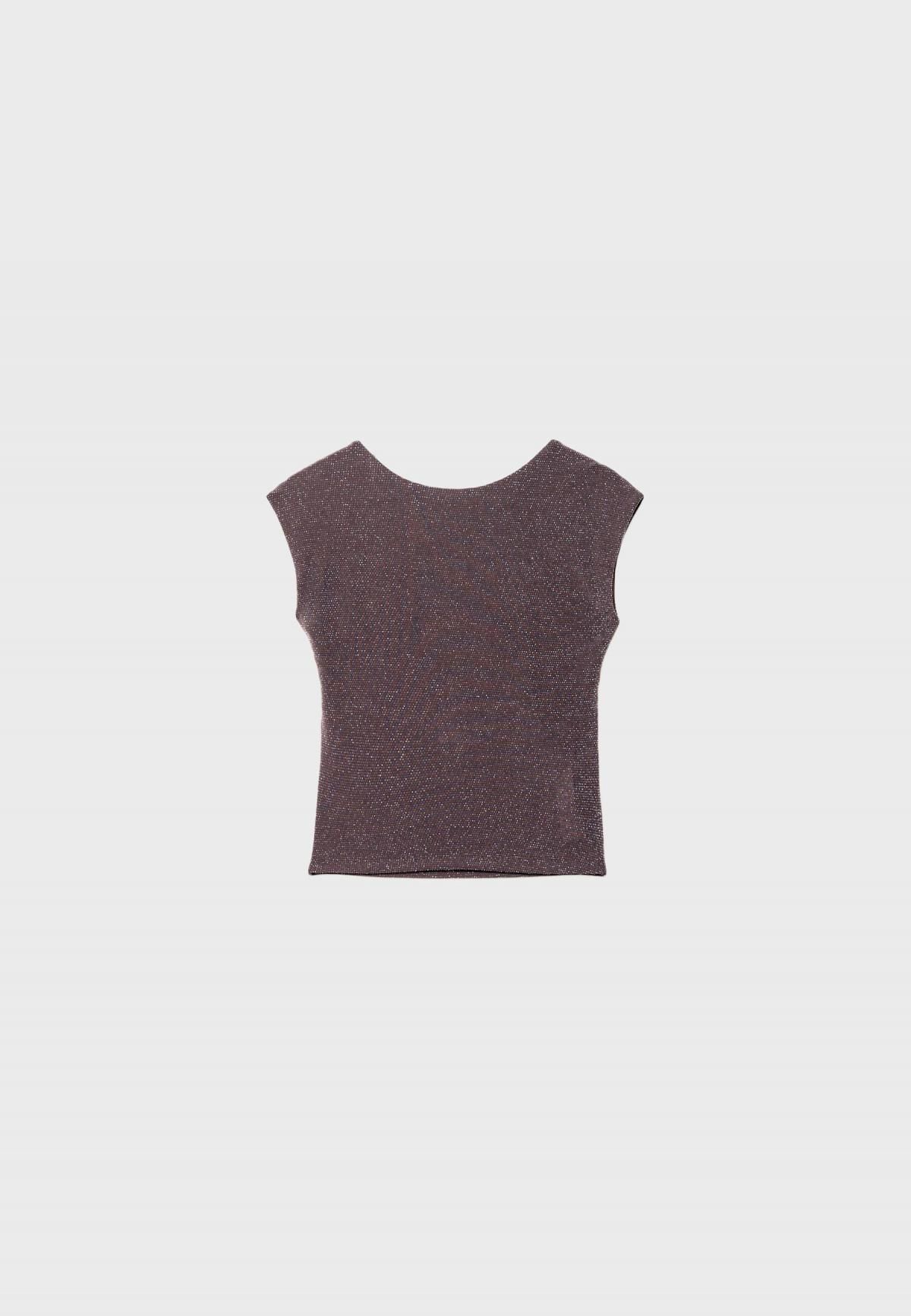 스트라디바리우스 메탈릭 오픈백 반팔 티셔츠 6746/813 BROWN - 상품 이미지