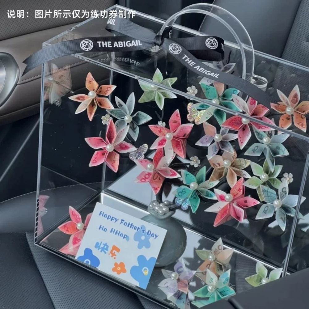 아크릴 꽃상자 선물상자 박스 휴대용 기념일 C. 머니 트리 재료 팩 Lotus Leaf - 상세 이미지 3