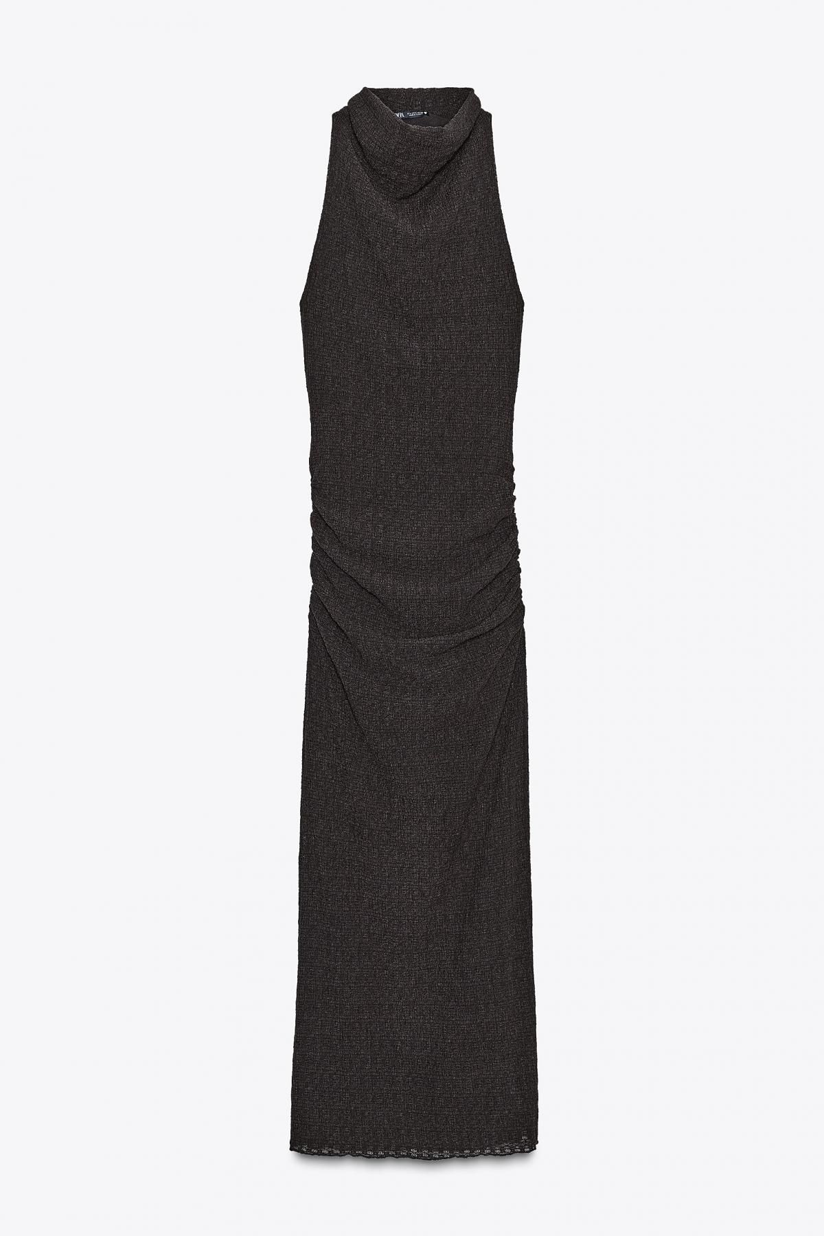 자라 텍스처 홀터넥 롱 원피스 5039/817 DARK BROWN - 메인 이미지