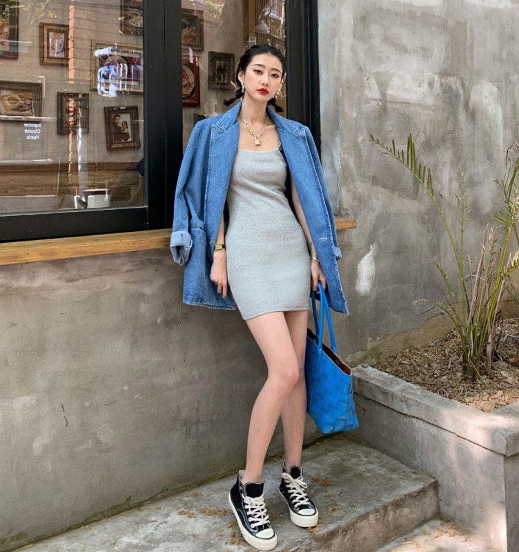 여성 봄 여름 라운드넥 민소매 면 슬림핏 H라인 미니원피스 여름데일리룩 바캉스룩 데이트룩 4100 - 상세 이미지 3