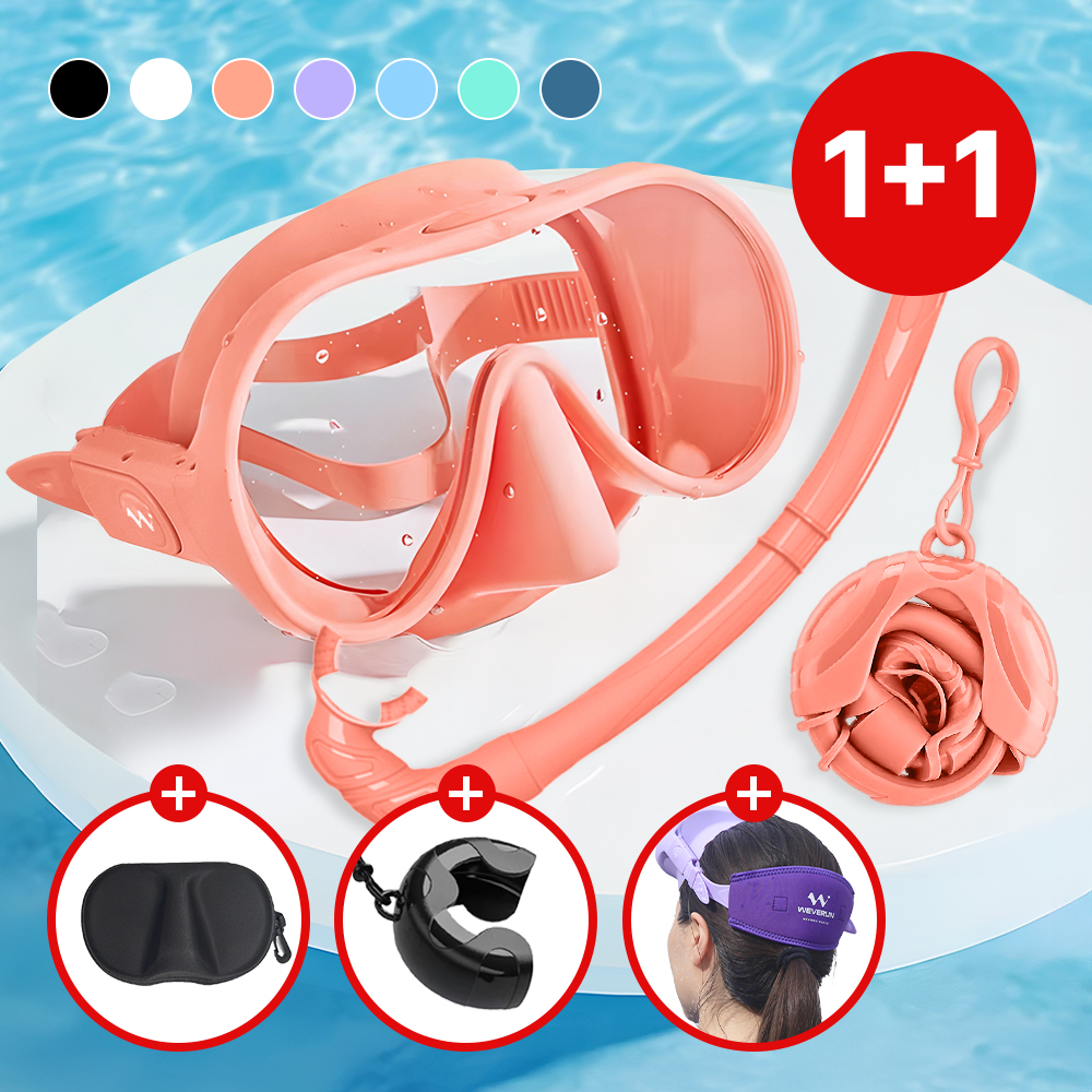 1+1 위베런 크로마 스노쿨링 마스크 프레임리스 스노클링 장비 물안경 스노클 세트 제품 이미지