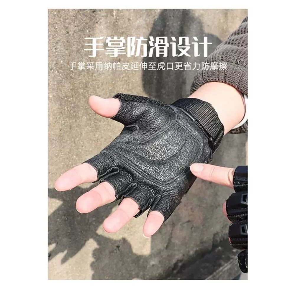라이더 손가락장갑 오토바이 바이크장갑 반장갑 자전 A. 검은색 반쪽 손가락양가죽, A. M - 상세 이미지 4