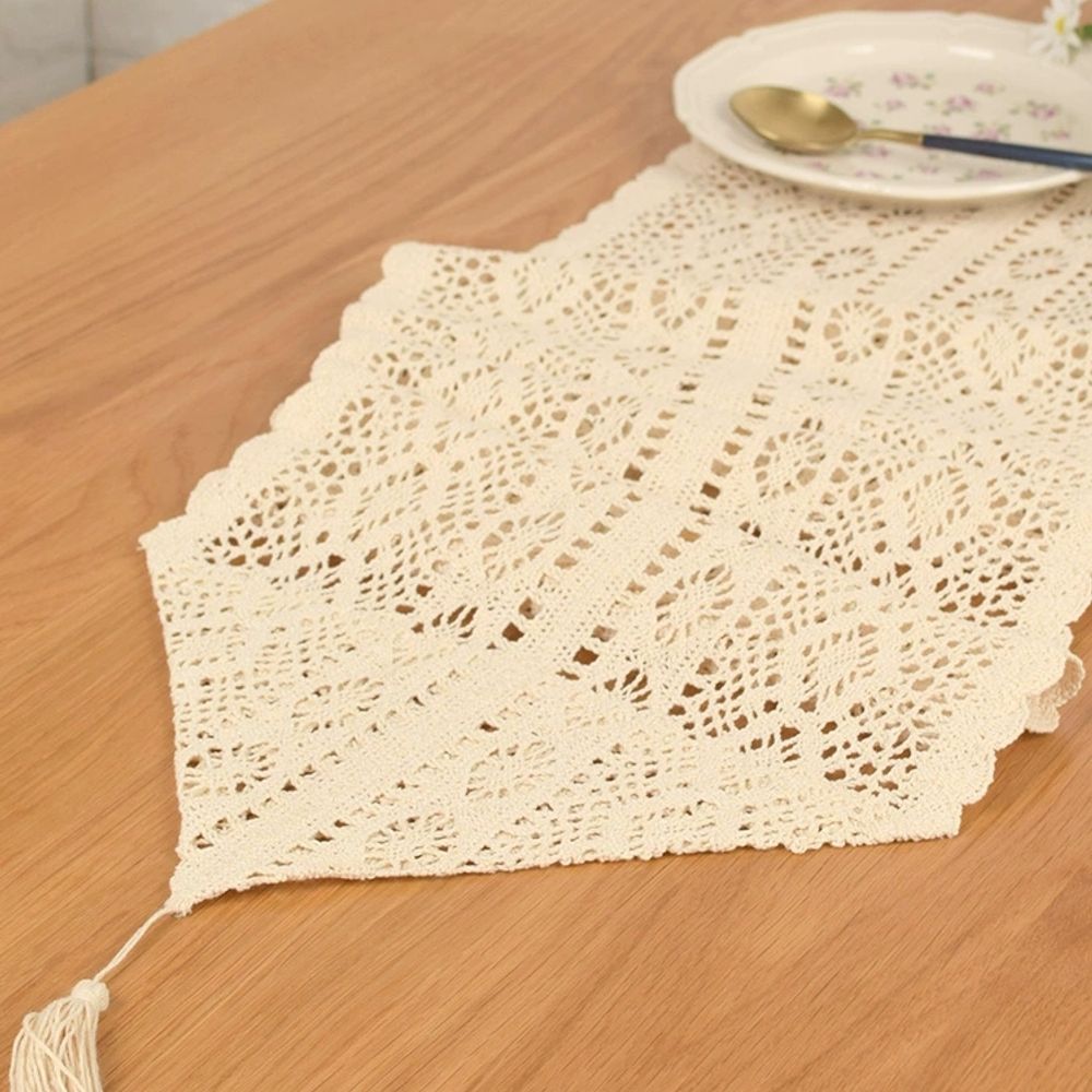 식탁러너 테이블러너 뜨개 여름식탁보 식 A. 베이지색 날카로운 모서리, A. 25100cm - 상세 이미지 3