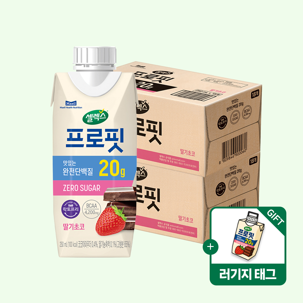 셀렉스 프로핏 완전단백질 드링크 딸기초코, 250ml, 36개