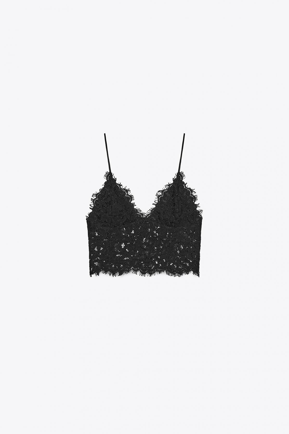 자라 레이스 자수 브이넥 크롭탑 1067/623 BLACK - 메인 이미지