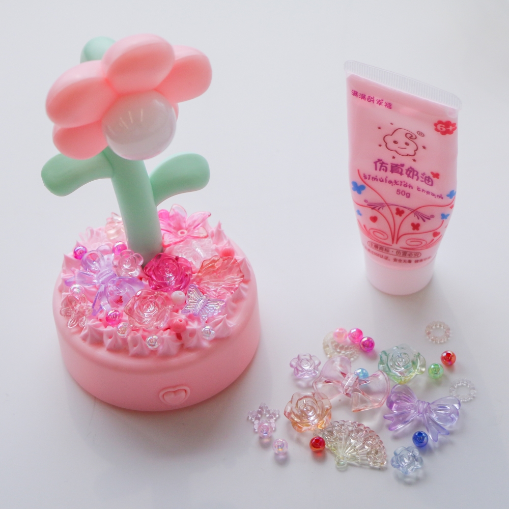 데코덴 꽃 조개 무드등 만들기 DIY 키트 꾸미기 세트 공예 파츠 재료 크림 본드 조명 - 상품 이미지