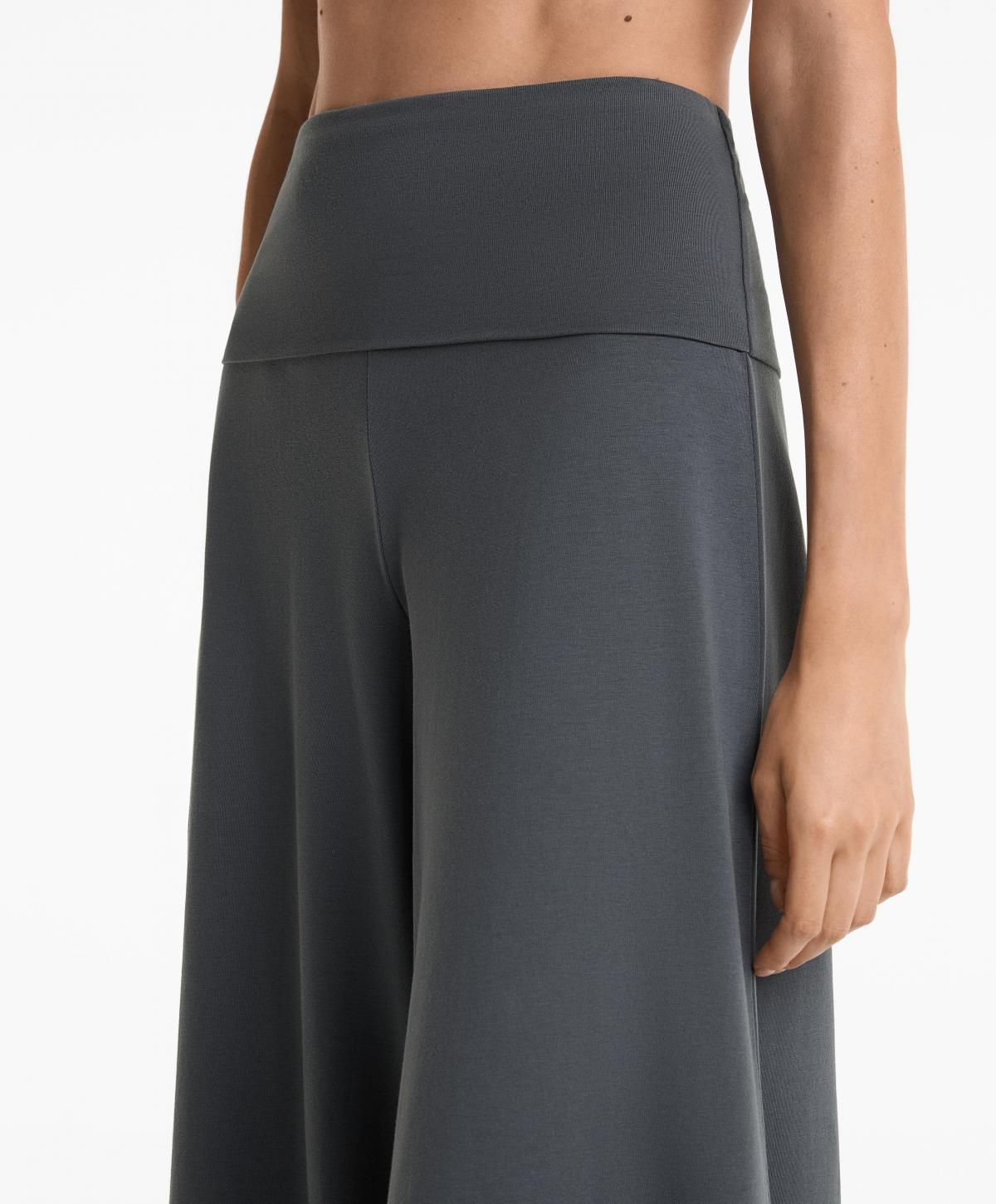 오이쇼 코튼 혼방 폴드오버 와이드 팔라조 팬츠 3363/736 STEEL - 상세 이미지 5