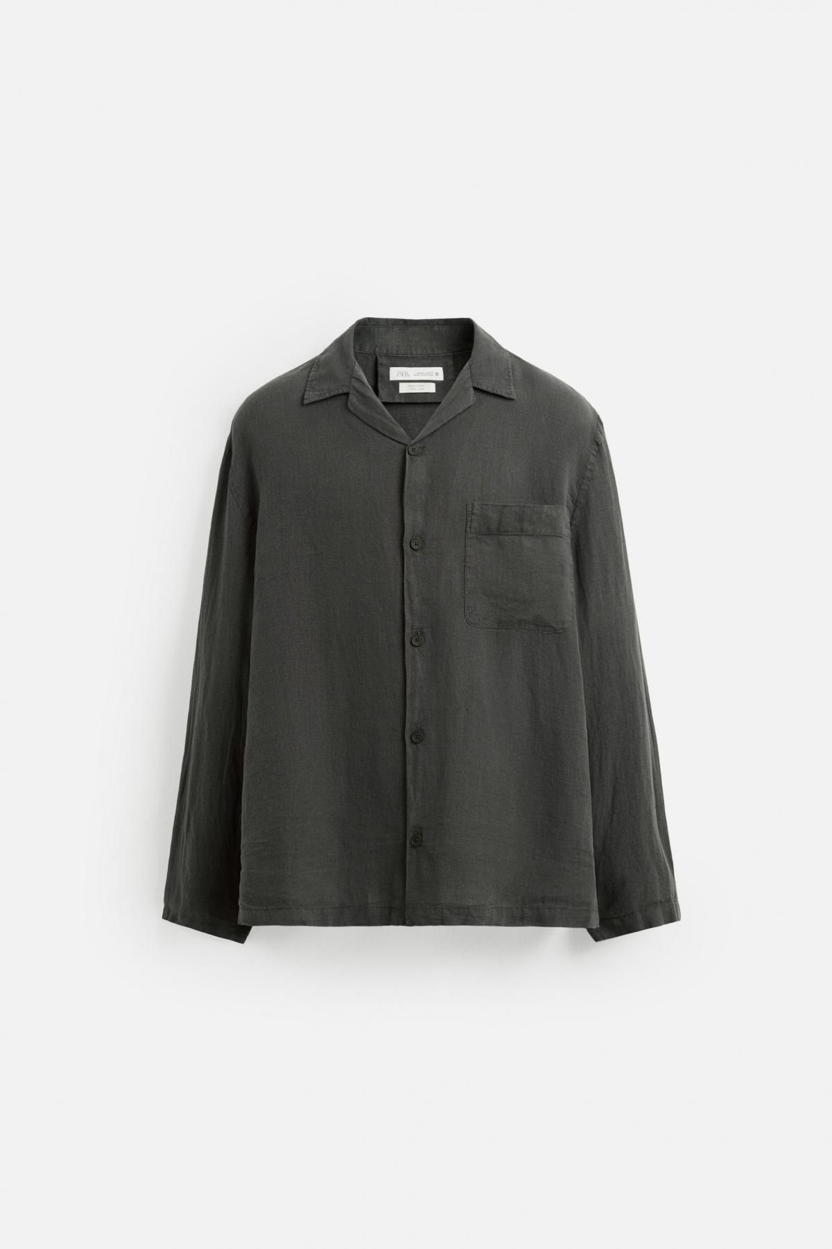 자라 릴렉스핏 리넨 셔츠 5679/100 GREY / TAN