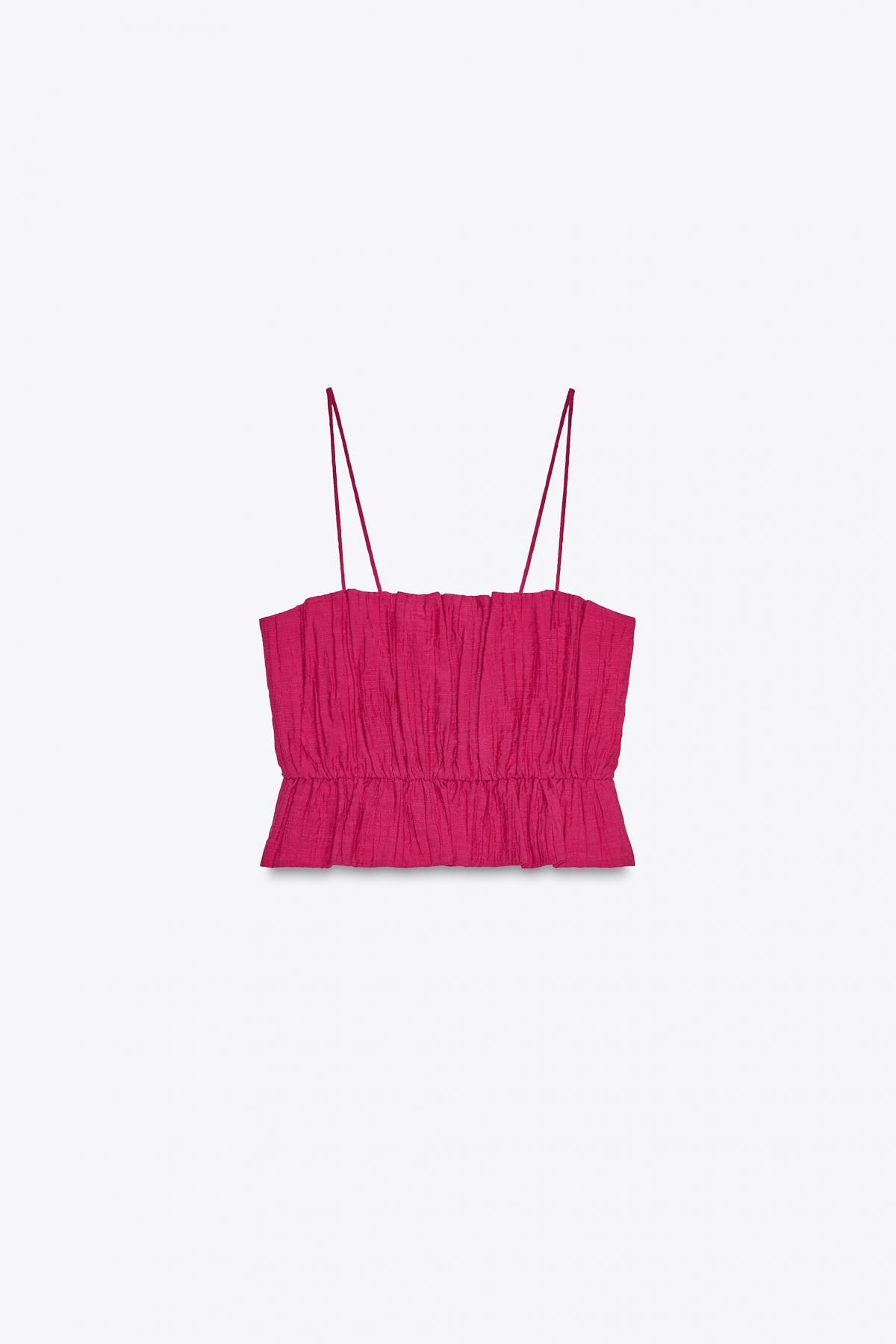 자라 스모크 프린트 스트랩 크롭 탑 3897/088 FUCHSIA - 메인 이미지