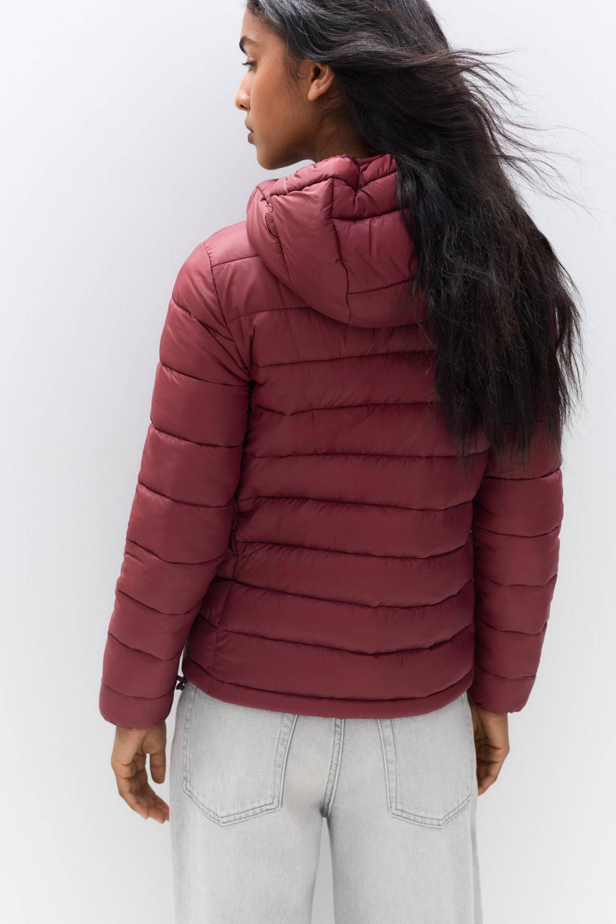 풀앤베어 경량 후드 패딩 재킷 7701/233 BURGUNDY - 상세 이미지 3