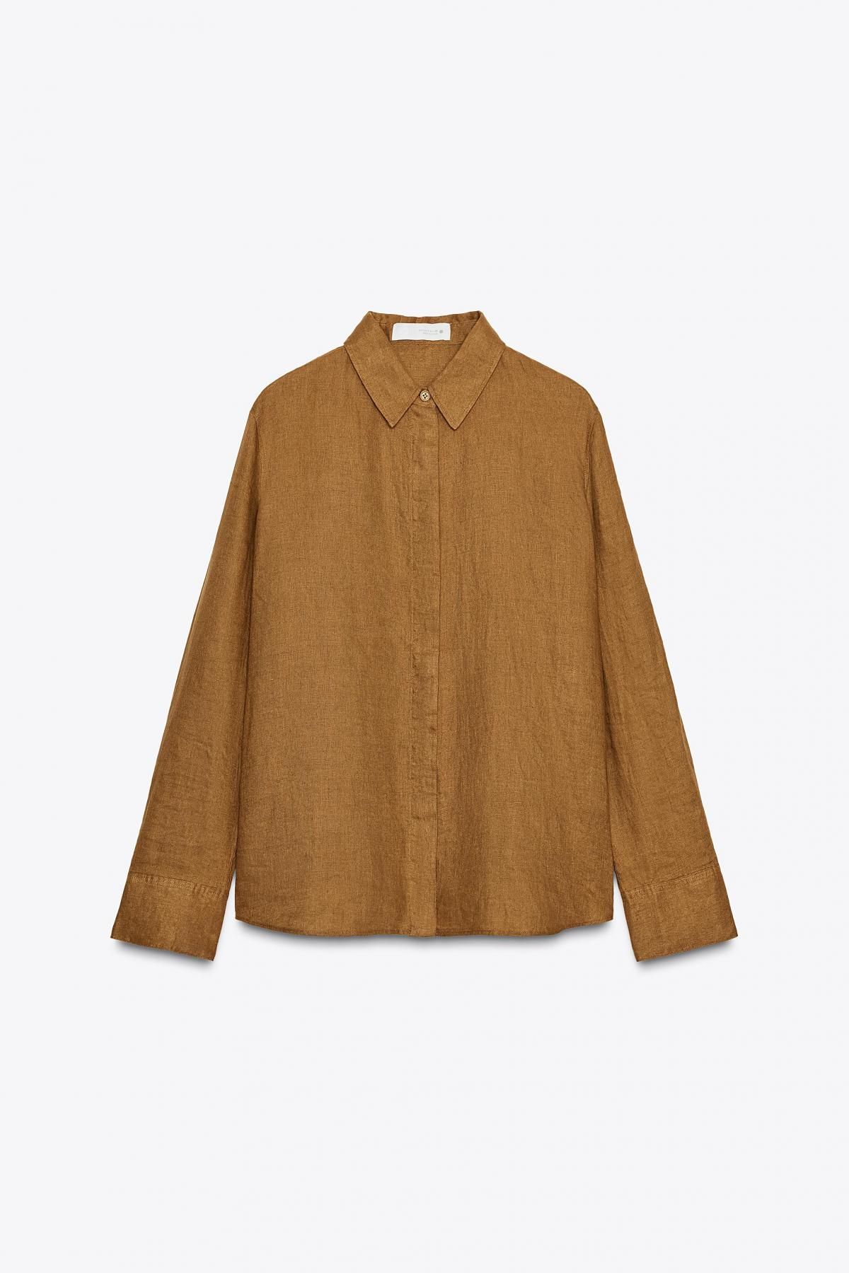 자라 내추럴 린넨 긴팔 셔츠 5344/241 OCHRE - 메인 이미지