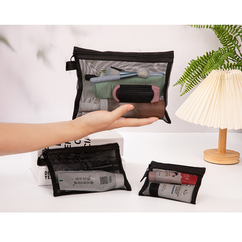 메쉬파우치 화장품 메이크업 여행용 망사파우치 A01