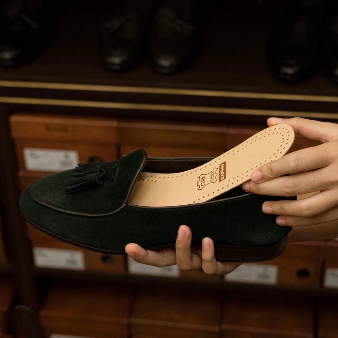 사피르 양가죽 레더 인솔 / 발 편한 슬림 프리미엄 로퍼 부츠 구두 라텍스 깔창