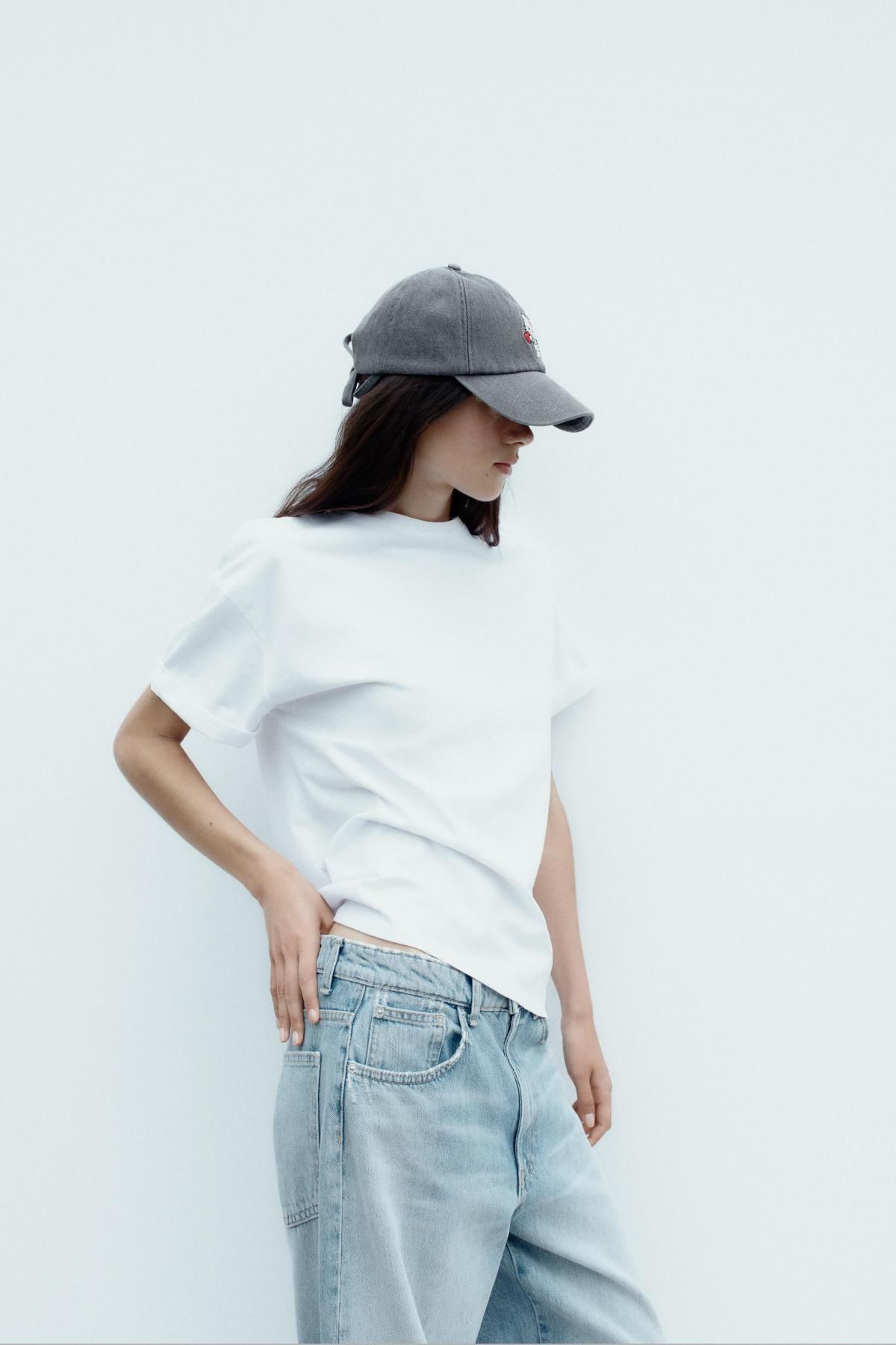 자라 헬로키티 자수 그레이 데님 캡모자 3920/486 GREY - 상세 이미지 3