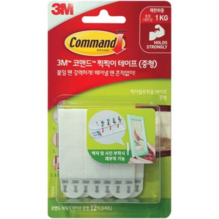 3M 코맨드 찍찍이 테이프 중형 찍찍이테이프 고리걸이테이프 소품부착테이프 - 메인 이미지