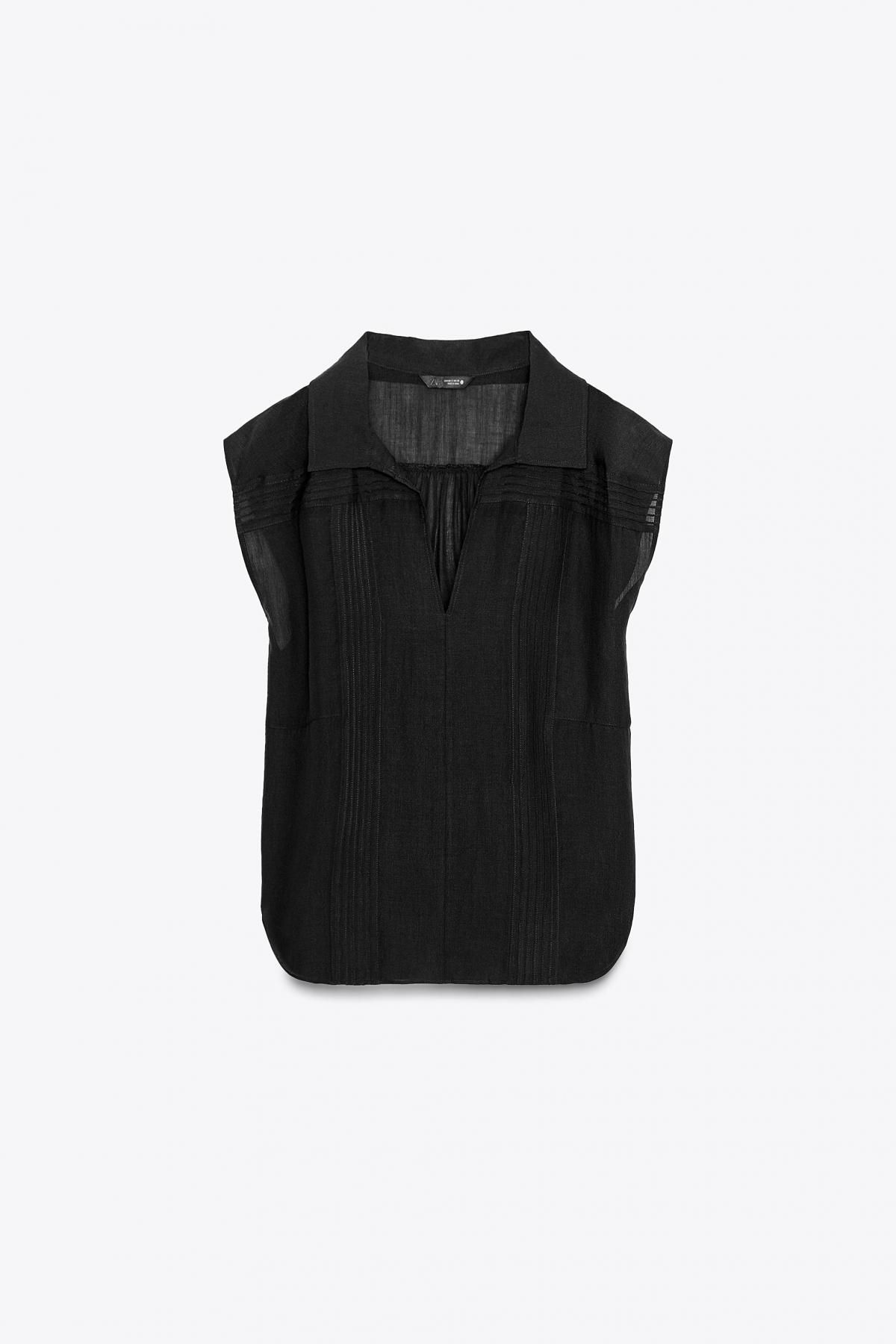 자라 라미 블렌드 핀턱 민소매 셔츠 4786/245 BLACK - 메인 이미지