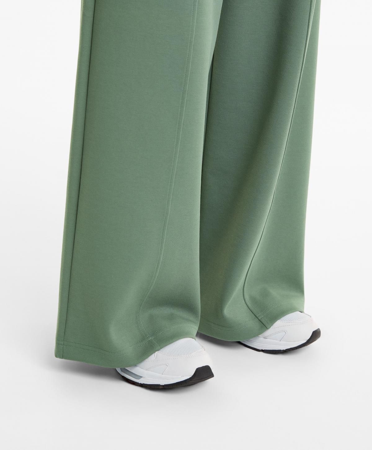 오이쇼 슈퍼 하이라이즈 코튼 피케 와이드 팬츠 3376/732 WASHEDGREEN - 상세 이미지 5