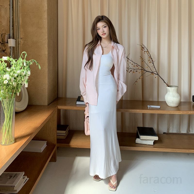 여성 오버핏 긴팔 카라 면혼방 데일리 베이직 셔츠 블라우스 기본 봄 여름 8674 - 상세 이미지 3