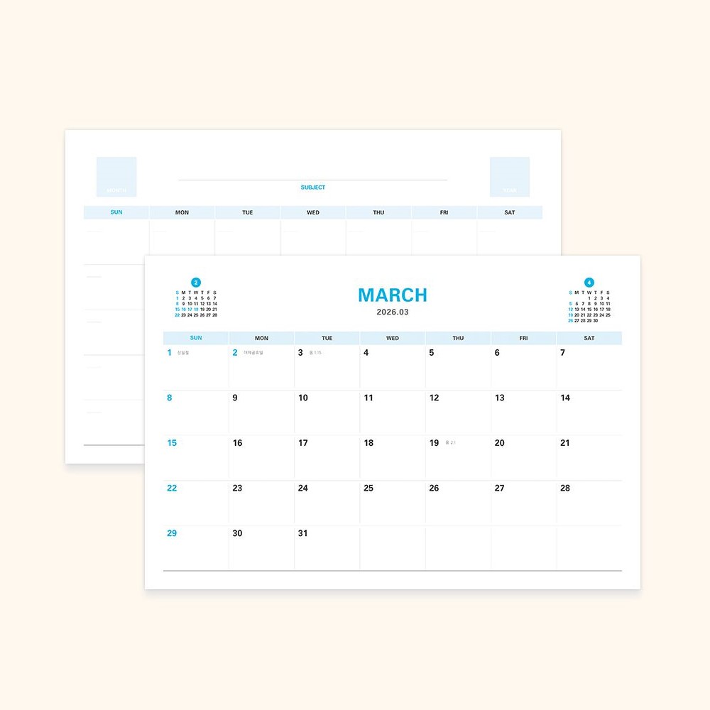 2026 년 대형 탁상 달력 26년 A4 달력 워크플랜 2026 데스크캘린더 프리즘 인디고 상세 이미지 8