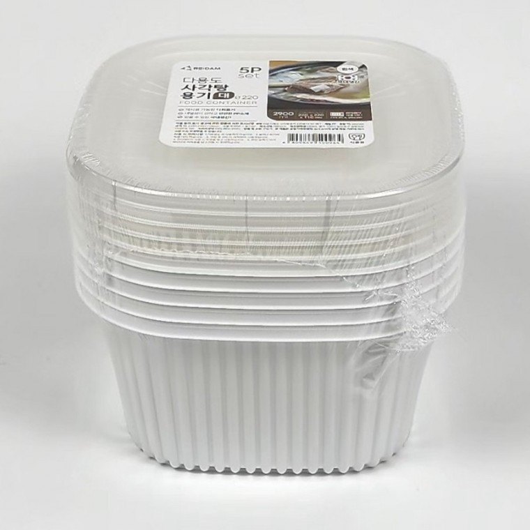 리담 다용도 사각 탕용기 2900ml 5P 일회용그릇 업소용일회용용기 떡볶이포장용기 - 상품 이미지