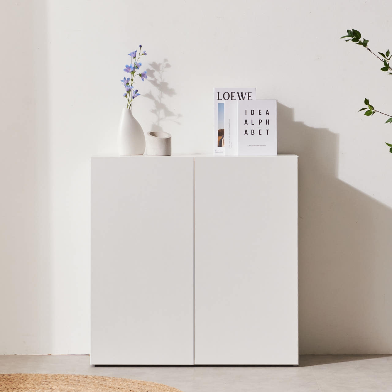 주방수납장 부엌 홈카페수납장 팬트리장 하부장 그릇장 슬림 2단 800 화이트 제품 이미지