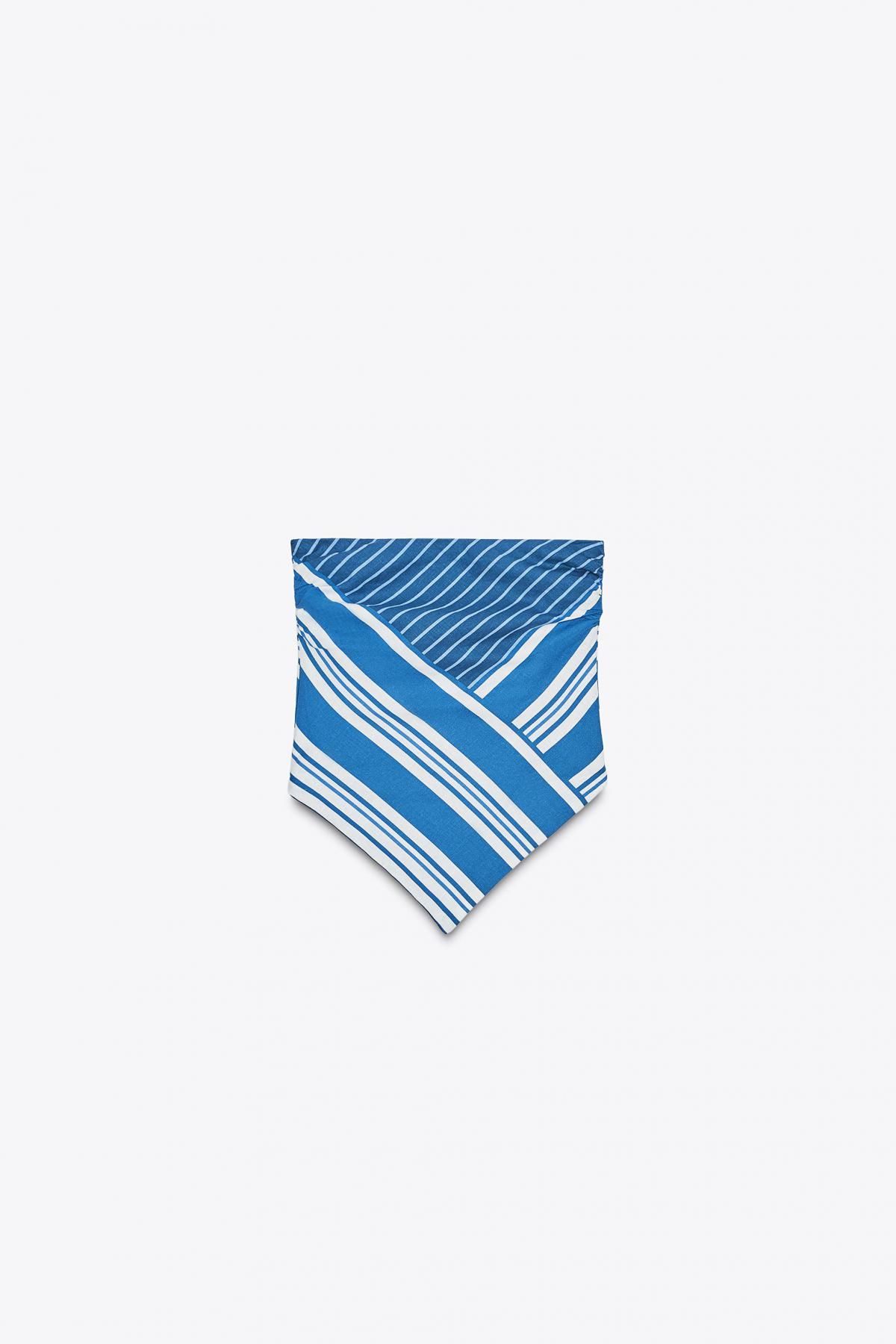 자라 스트라이프 린넨 블렌드 튜브탑 4772/110 BLUE/WHITE - 메인 이미지