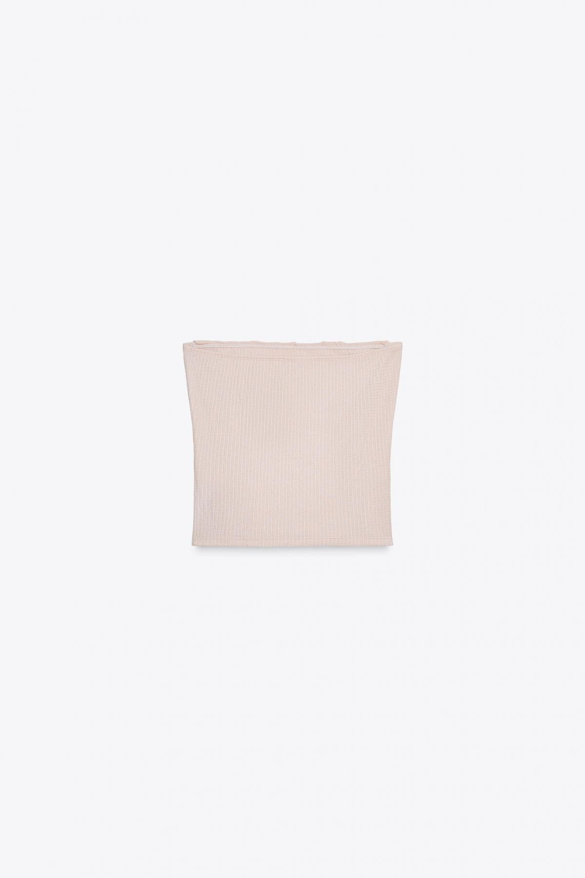 자라 러플 텍스처 스트랩리스 탑 0085/800 BEIGE-PINK - 상세 이미지 5