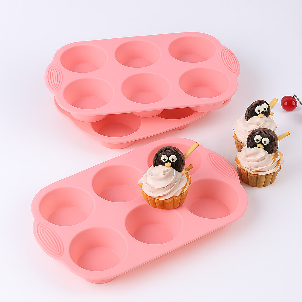 짱짱한 실리콘몰드 머핀틀6구 핑크 베이킹 빵틀 오븐 머핀빵 컵케이크팬 실리콘컵케익 케익팬 - 상세 이미지 3