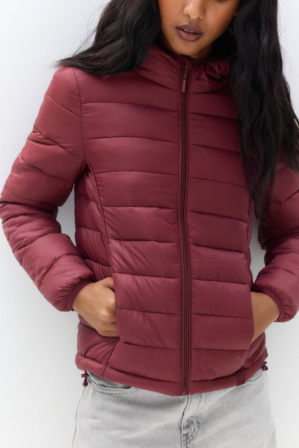 풀앤베어 경량 후드 패딩 재킷 7701/233 BURGUNDY - 상세 이미지 4